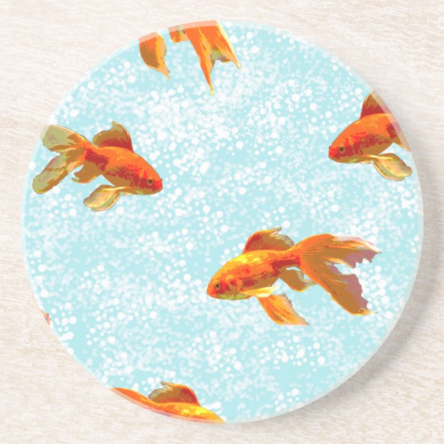 gold fish pattern sandstone coaster (Front)