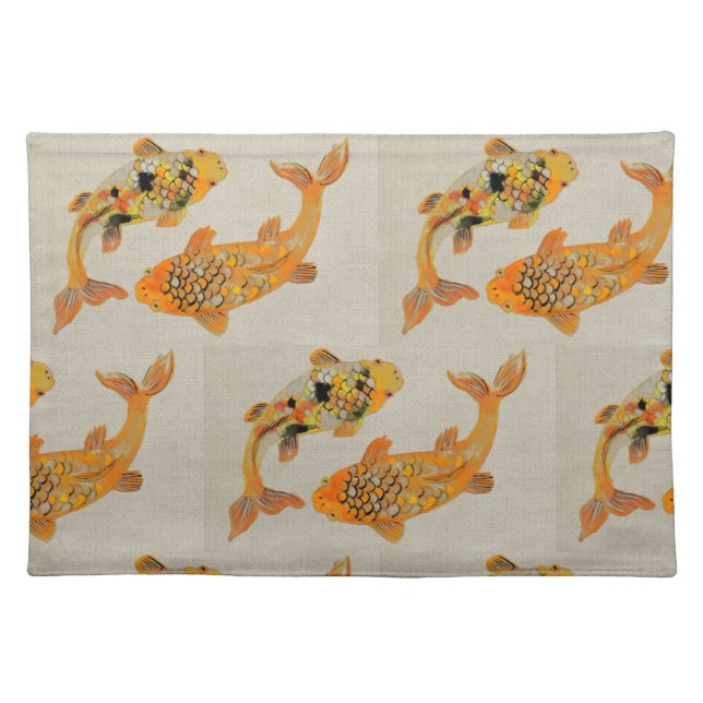 Gold Fish Pond Cloth Placemat (Front)