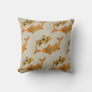 Gold Fish Pond Throw Pillow