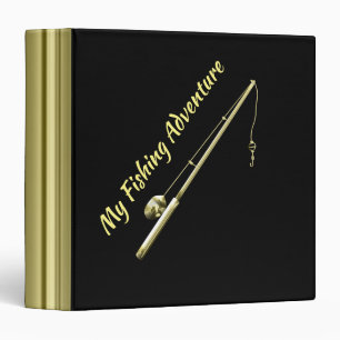 Gold Fishing Pole 3 Ring Binder