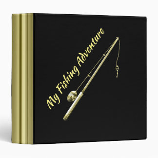 Gold Fishing Pole 3 Ring Binder