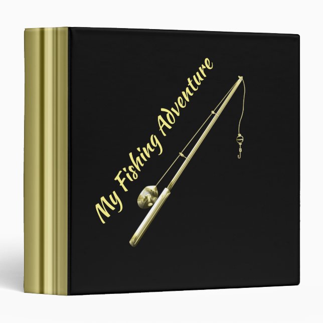 Gold Fishing Pole 3 Ring Binder (Front/Spine)