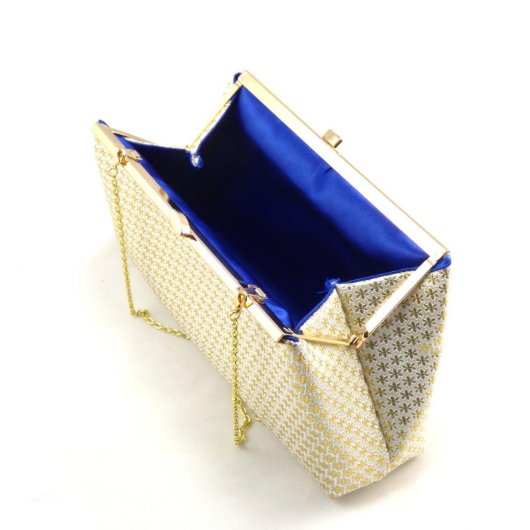 Gold Flake And Royal Blue Evening Clutch (Inside)