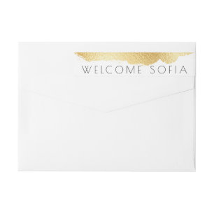 Gold Flake Welcome Poirent Birth Announcement Wrap Around Label