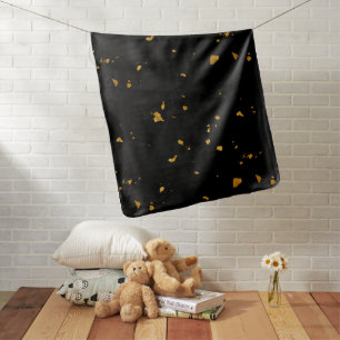 Gold Flakes Black Baby Blanket