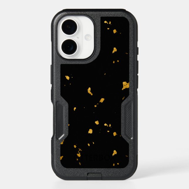 Gold Flakes Black Otterbox iPhone Case (Back)