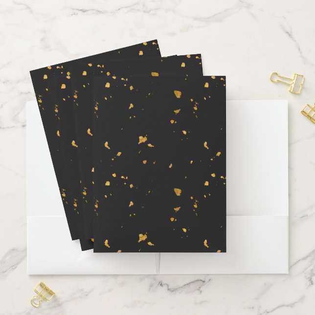 Gold Flakes Black Pocket Folder (In Situ)