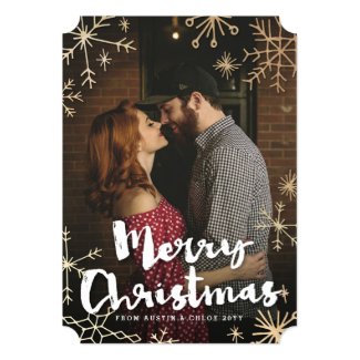 Gold Flakes Christmas 5x7 Paper Invitation Card