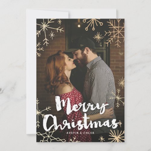 Gold Flakes Christmas Holiday Card