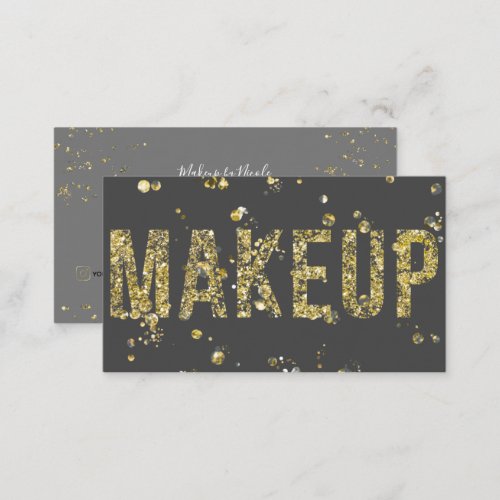 Gold Flakes Glitter Glam Minimal Beauty Makeup Business Card