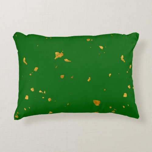 Gold Flakes on Emerald Green Accent Pillow