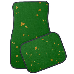 Gold Flakes on Emerald Green Car Floor Mat