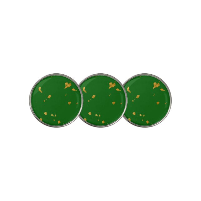 Gold Flakes on Emerald Green Golf Ball Marker (3 Up)
