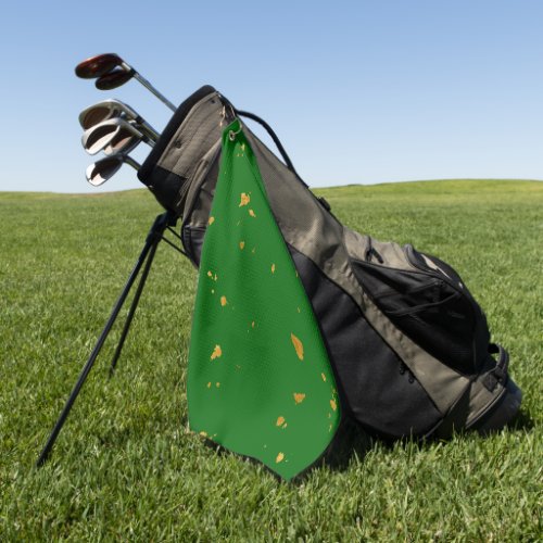 Gold Flakes on Emerald Green Golf Towel