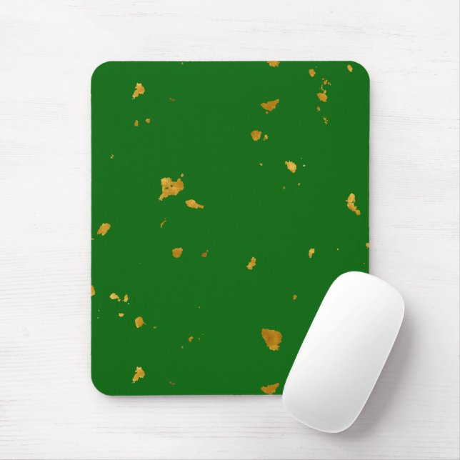Gold Flakes on Emerald Green Mouse Pad (With Mouse)