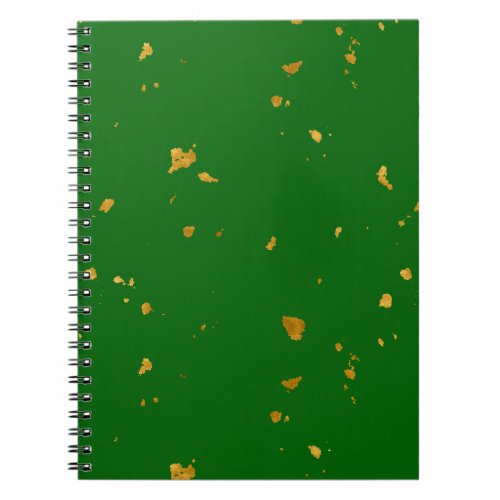 Gold Flakes on Emerald Green Notebook