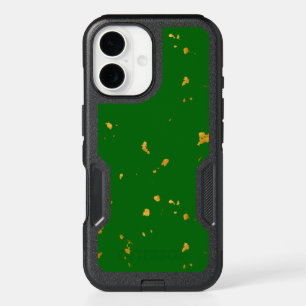 Gold Flakes on Emerald Green iPhone 16 Case