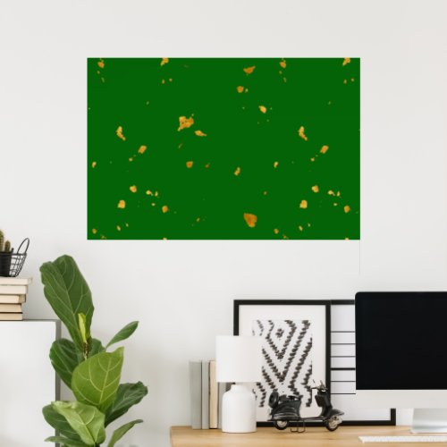 Gold Flakes on Emerald Green Poster