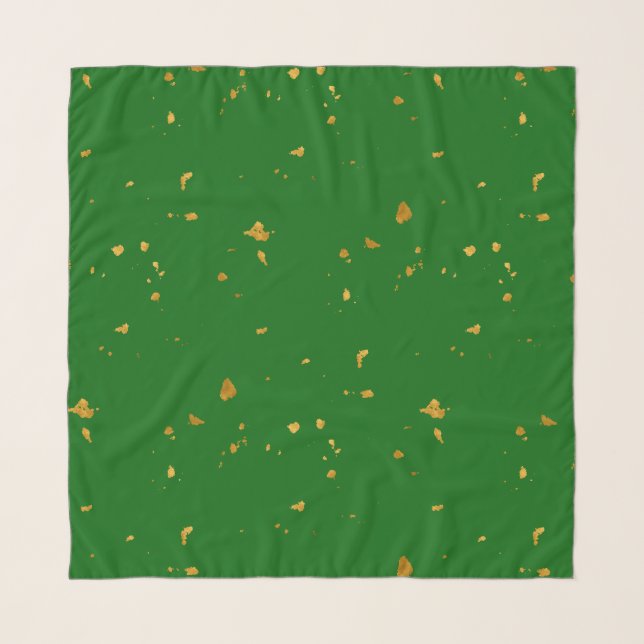 Gold Flakes on Emerald Green Scarf (Front)