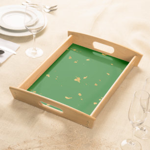 Gold Flakes on Emerald Green Serving Tray