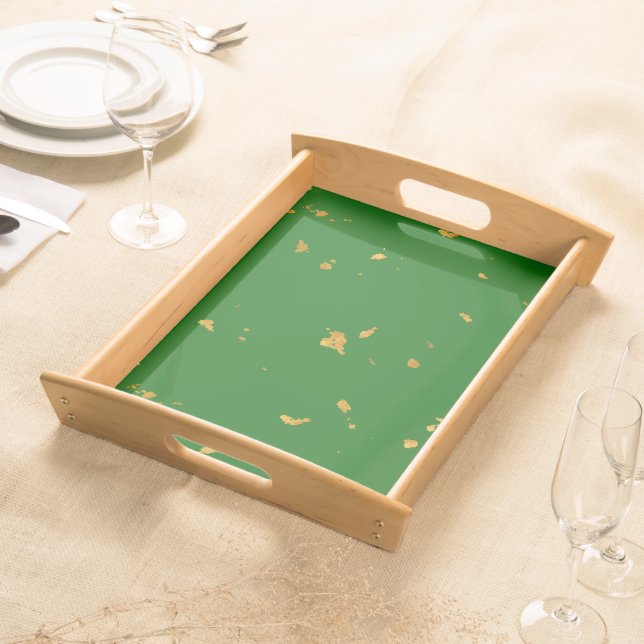 Gold Flakes on Emerald Green Serving Tray (Front)