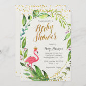 Gold Flamingo Baby Shower invitation (Front/Back)