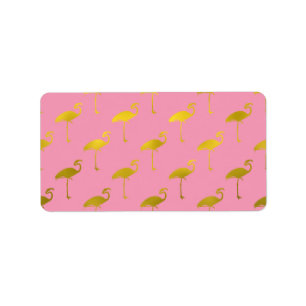 Gold Flamingo Faux Metallic Foil Tropical Flamingo Label