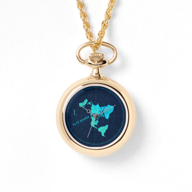 Gold Flat Earth map Watch (Front)