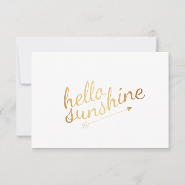 Gold Flat Note Card | Hello Sunshine (Front)