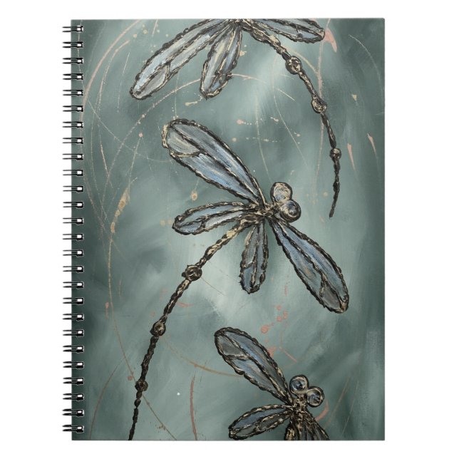 Gold Fleck Dragonflies on Gunmetal Grey  Notebook (Front)