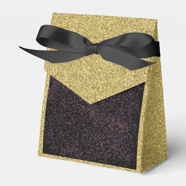 Gold Flecked with Black Speckled Design Favor Box (Front Side)