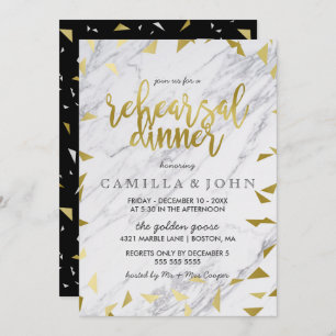 Gold Flecks & Marble Rehearsal Dinner Invitation
