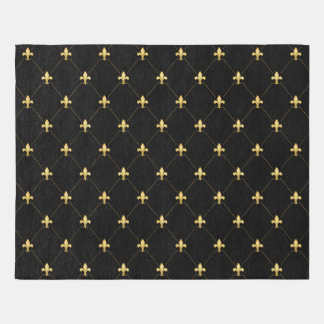 Gold Fleur-de-Lis Black 8x10 Outdoor Rug