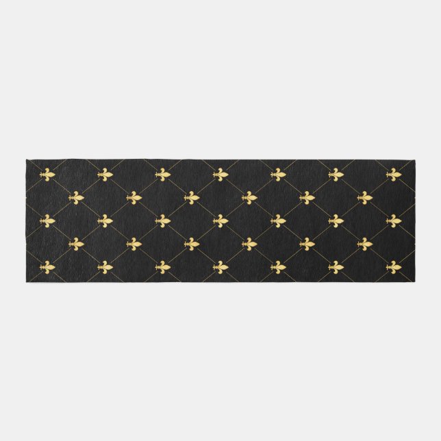 Gold Fleur-de-Lis Black 8x2.5 Runner (Front)