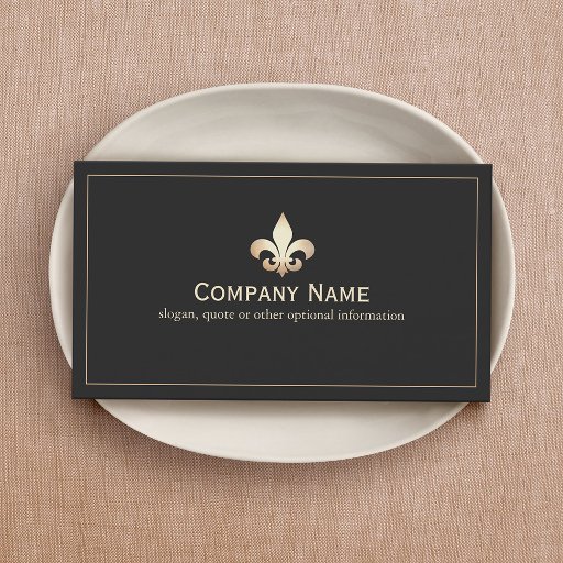 Customizable Gold Fleur De Lis Black Business Card