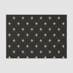 Gold Fleur-de-Lis Black Tissue Paper