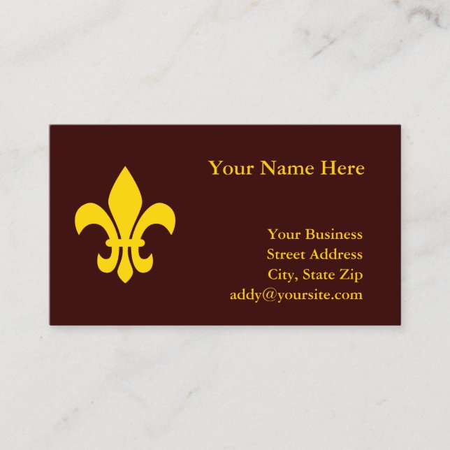 Gold Fleur de Lis Business Card (Front)