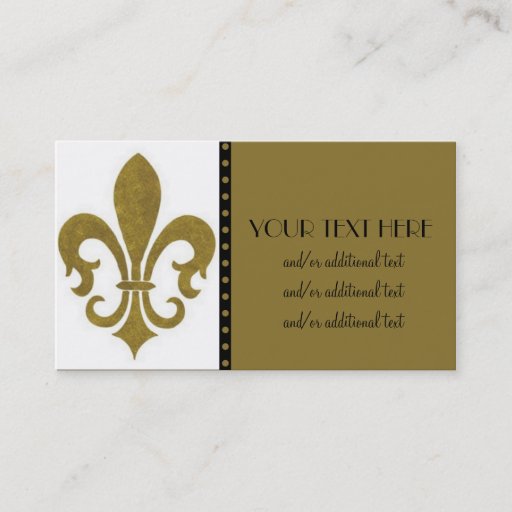 Customizable Gold Fleur De Lis Business Card Template