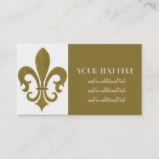 Customizable Gold Fleur De Lis Business Cards