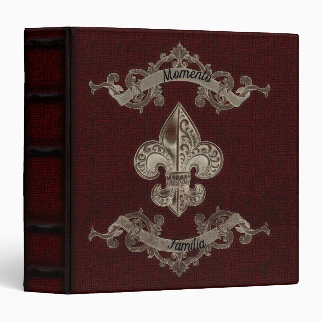 Gold Fleur-de-lis Canvas Look Gothic Photo Album 3 Ring Binder (Front/Spine)