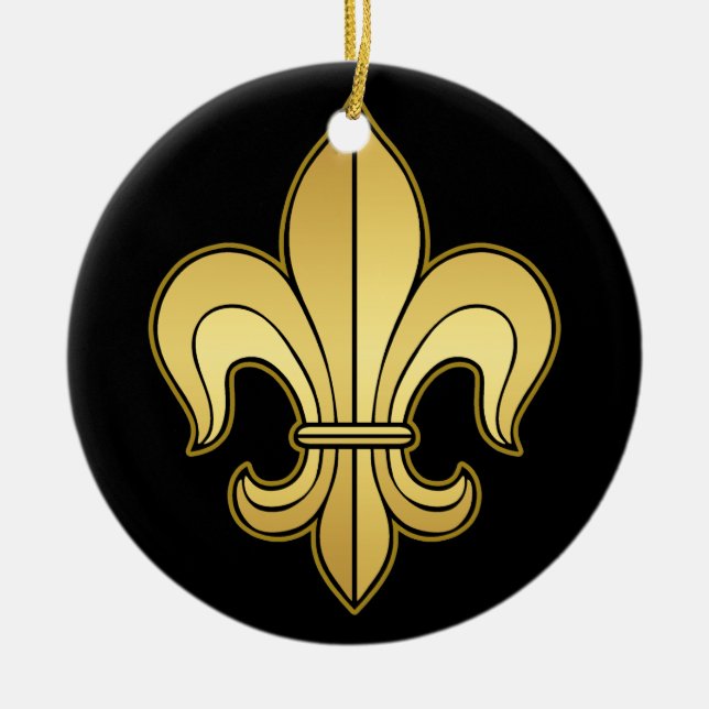 Gold Fleur de lis Ceramic Ornament (Front)