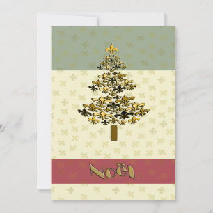 Gold Fleur de Lis Christmas Tree Party Invitation
