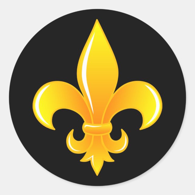 Gold Fleur De Lis Classic Round Sticker (Front)