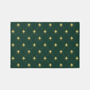 Gold Fleur-de-Lis Dark Green 6x4 Rug