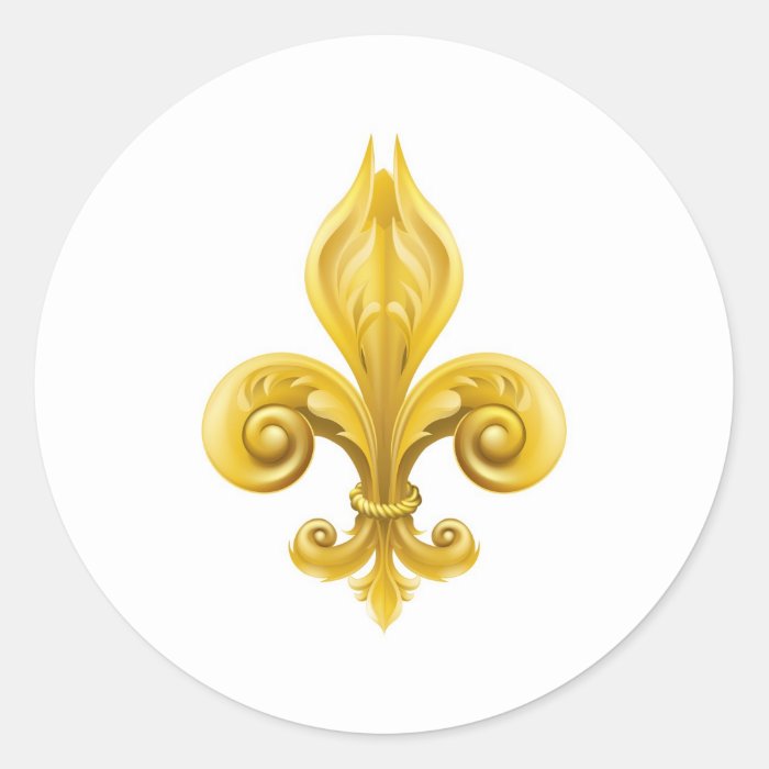 Gold Fleur de lis design Round Sticker