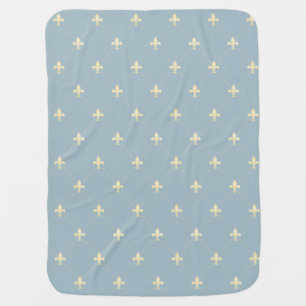 Gold Fleur-de-Lis Dusky Blue Baby Blanket