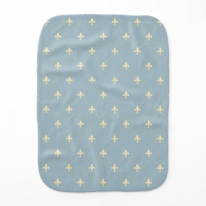 Gold Fleur-de-Lis Dusky Blue Baby Burp Cloth