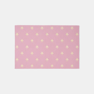 Gold Fleur-de-Lis Dusky Pink 3x2 Rug