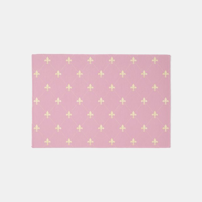 Gold Fleur-de-Lis Dusky Pink 3x2 Rug (Front)