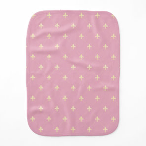 Gold Fleur-de-Lis Dusky Pink Baby Burp Cloth